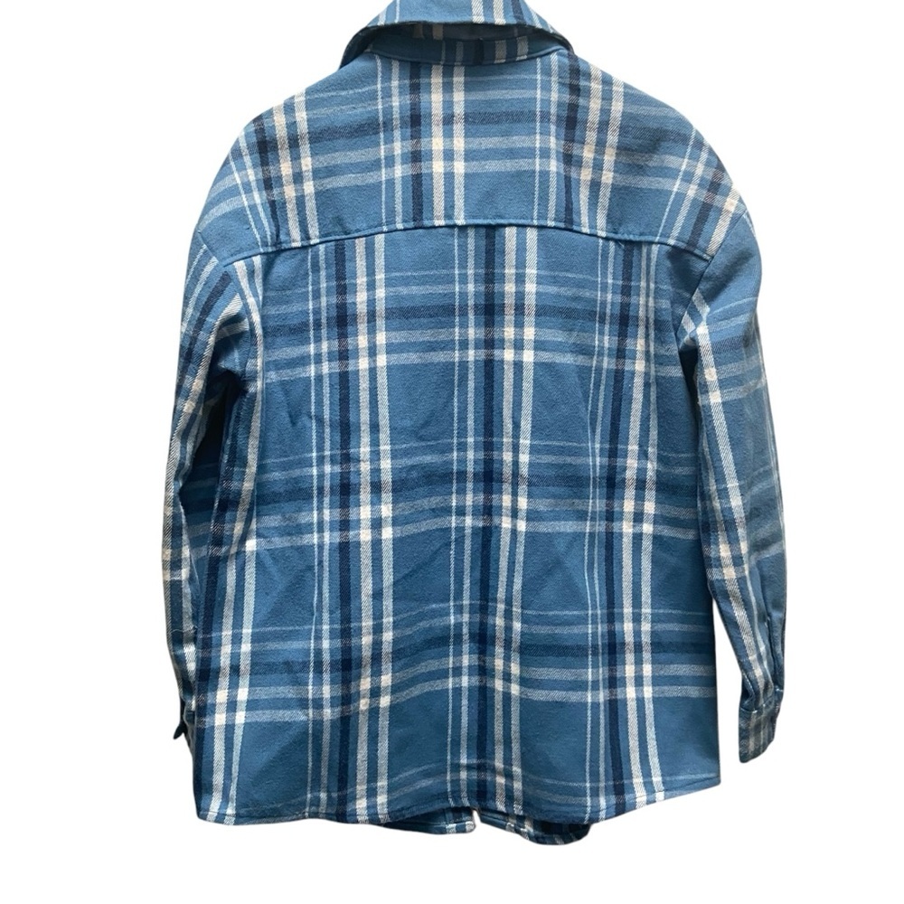 No Comment NY Blue & White Flannel Button Front Shacket - Picture 4 of 7